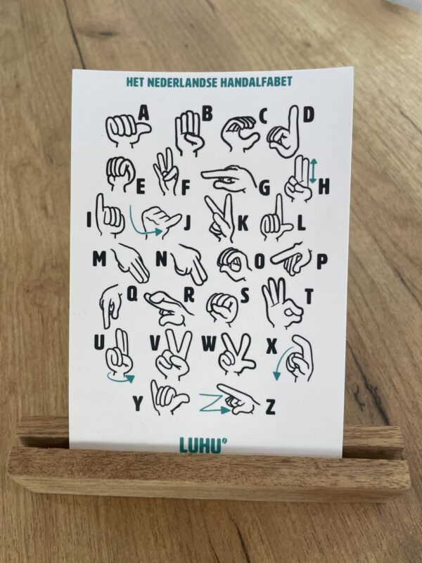 Ansichtkaart Luhu met handalfabet